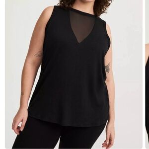 Torrid Vintage Slub Black Mesh Insert Tank Size 2